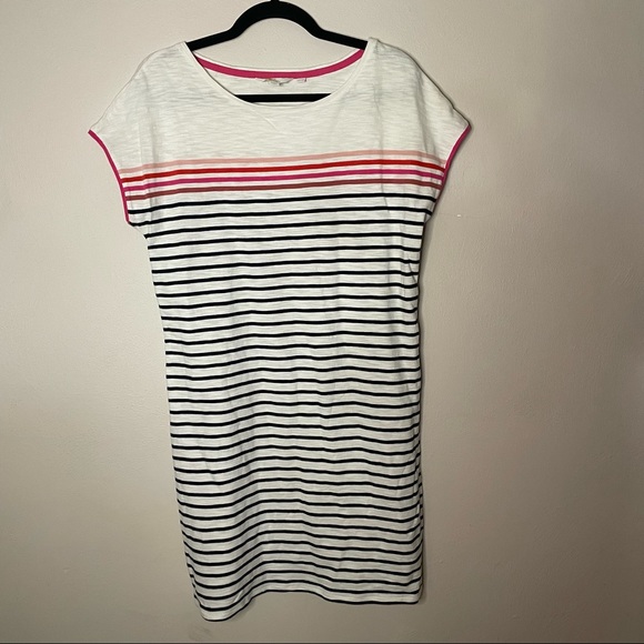 Boden Dresses & Skirts - Boden Paula Pink and Navy Striped Slub Cotton Shirt Women’s Size 8R